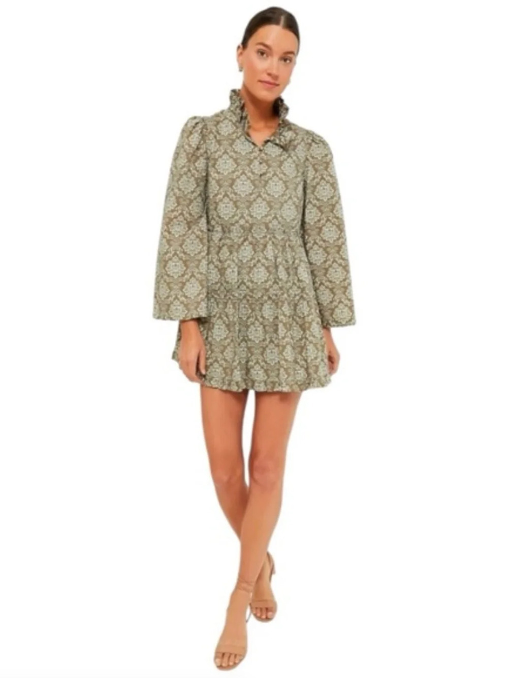 Tuckernuck Hyacinth‎ House Moss Printed Russell Mini Dress Olive Size M NWT